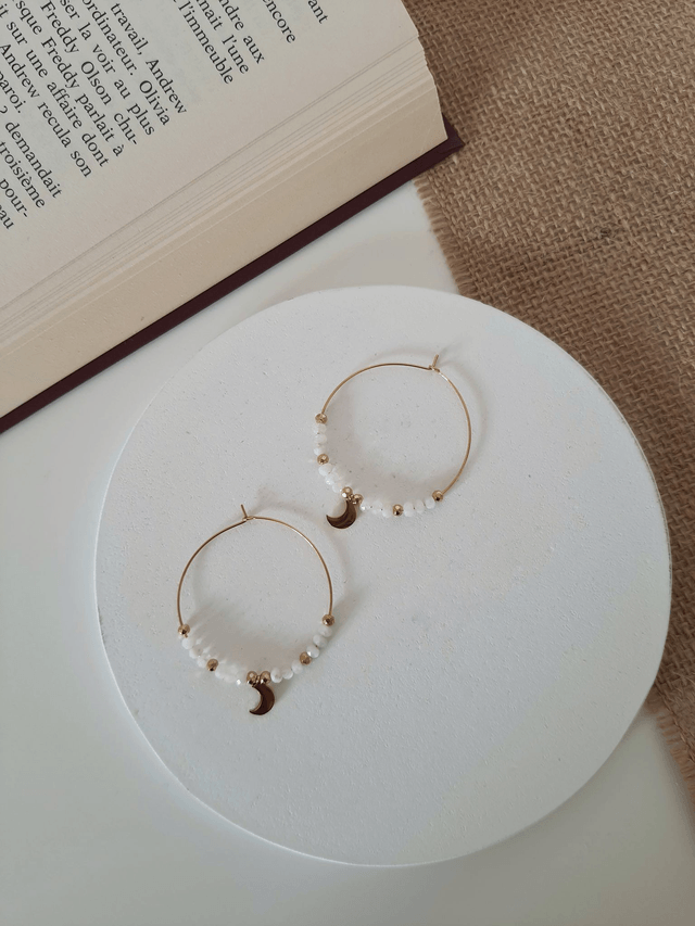 Boucles d'oreilles Pierre de lune - Clair de lune