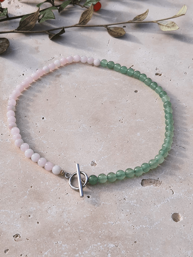 Collier Duo - Aventurine et Quartz Rose