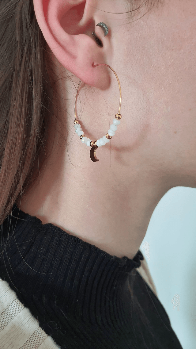 Boucles d'oreilles Pierre de lune - Clair de lune