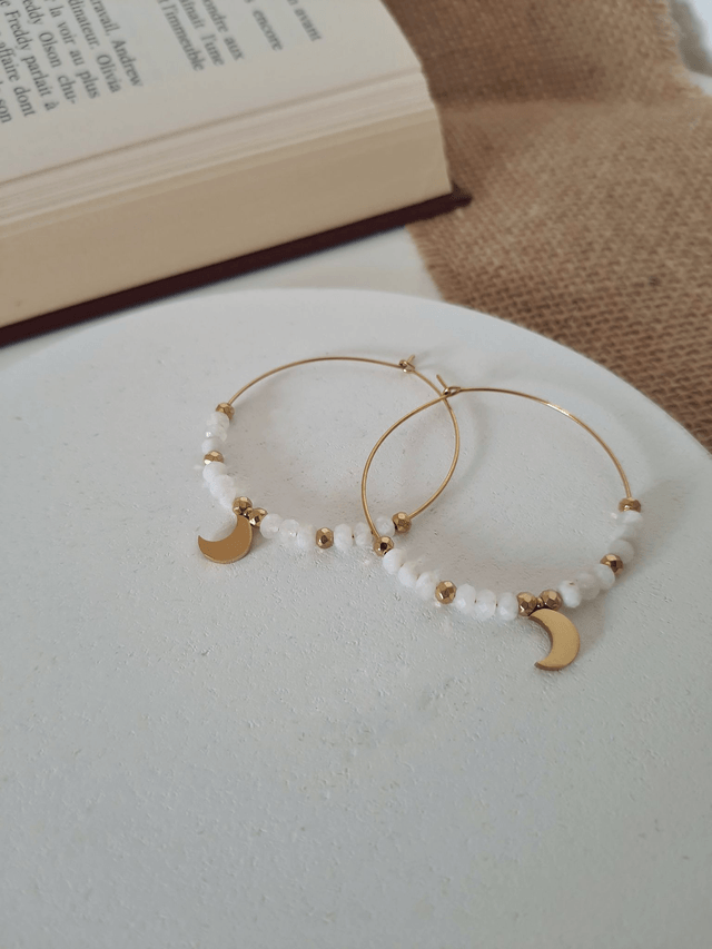 Boucles d'oreilles Pierre de lune - Clair de lune