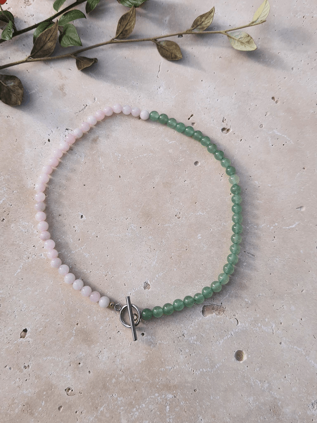 Collier Duo - Aventurine et Quartz Rose