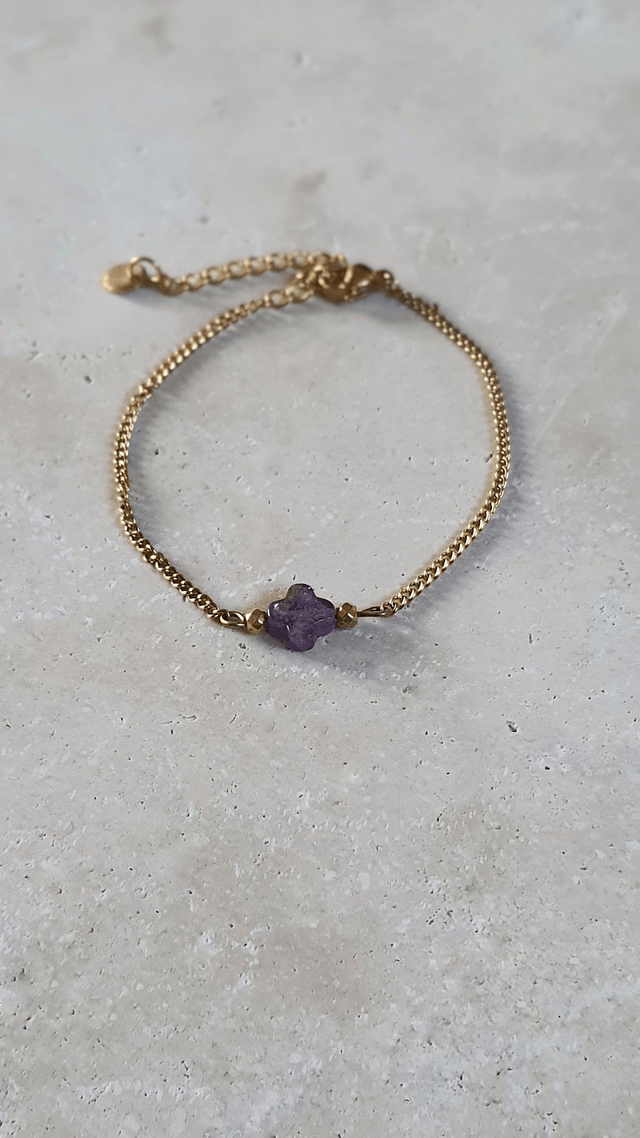 Bracelet améthyste - Trèfle Doré
