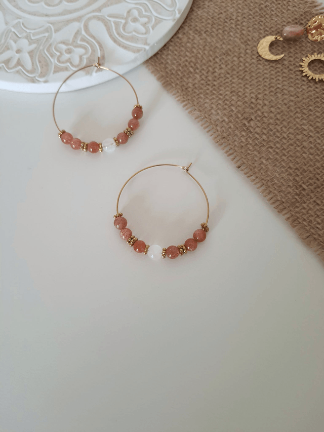 Boucles d'oreilles Pierre de soleil - Aube