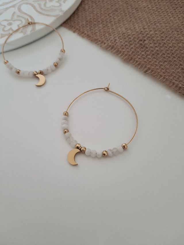 Boucles d'oreilles Pierre de lune - Clair de lune