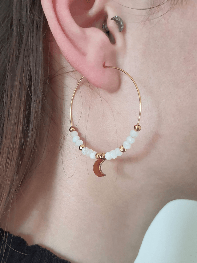 Boucles d'oreilles Pierre de lune - Clair de lune