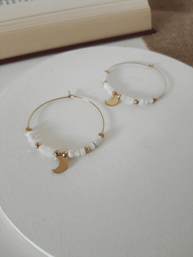 Boucles d&#039;oreilles Pierre de lune - Clair de lune